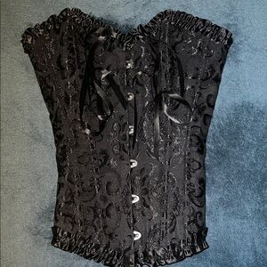 Amazon Black Brocade Corset Blouse